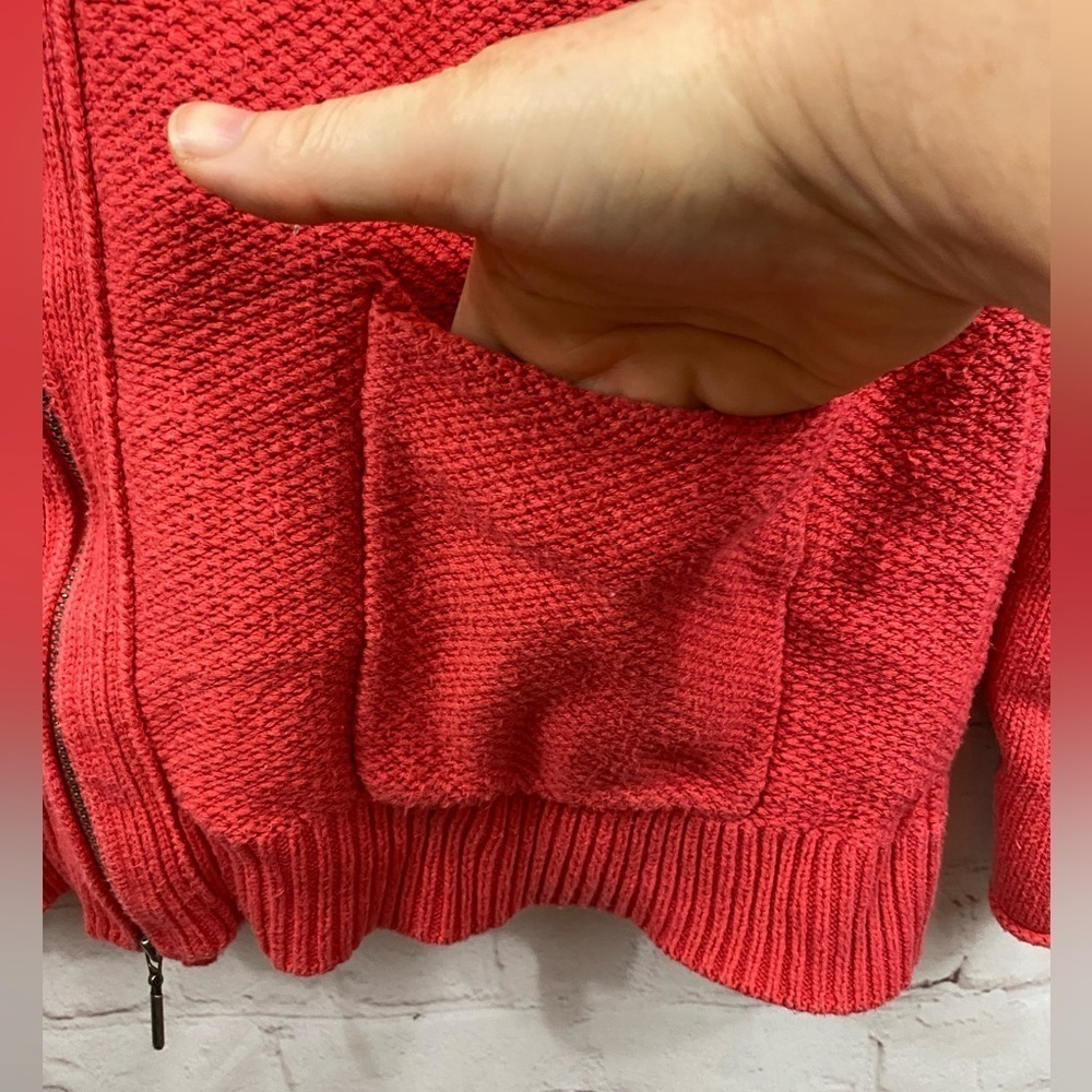 J.Jill Zip Up V-Neck Knit Cardigan Womens Size Medium Salmon Color - Picture 7 of 12